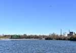 The Baldwin pushing the consist along the causeway